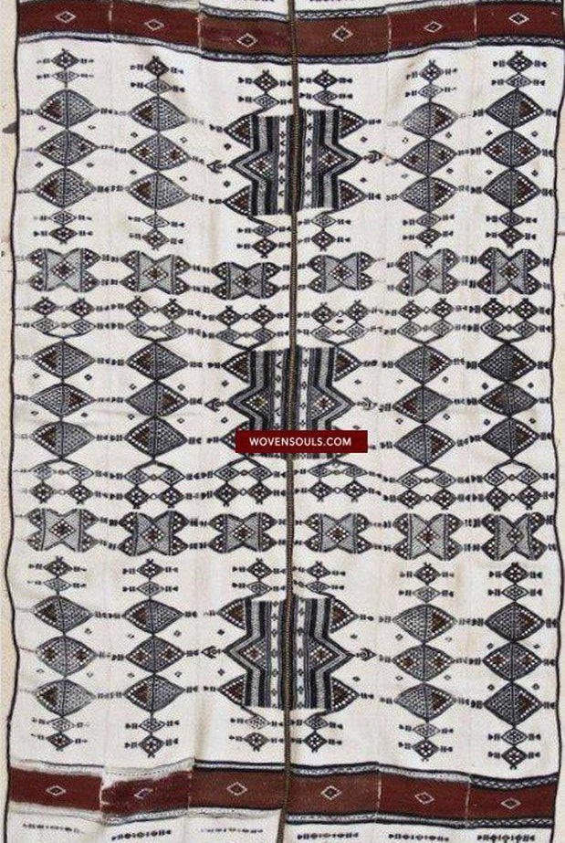 870 Coperta con scialle Fulani antica -WOVENSOULS-Arredamento artistico-tessile-vintage-antico