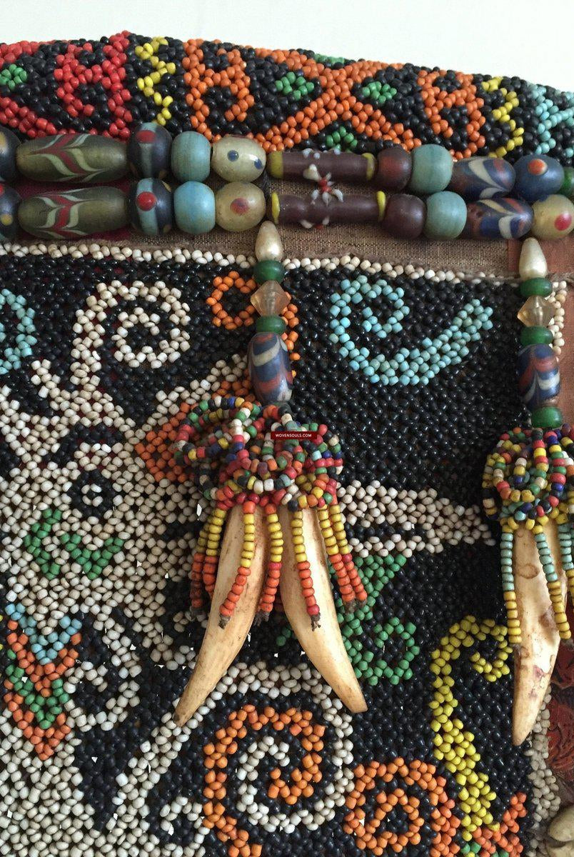 877 Antique KalimantanDayak Beaded Basket Baby Carrier-WOVENSOULS-Antique-Vintage-Textiles-Art-Decor