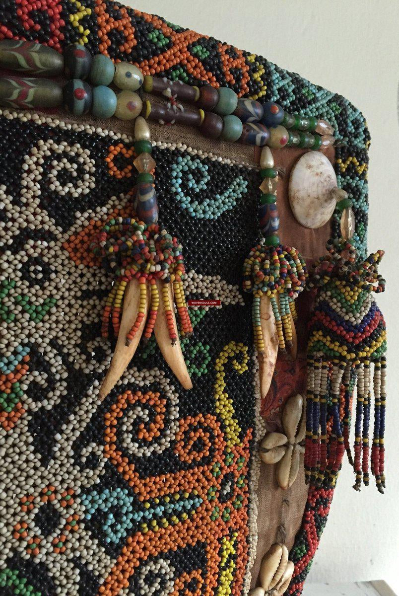 877 Antique KalimantanDayak Beaded Basket Baby Carrier-WOVENSOULS-Antique-Vintage-Textiles-Art-Decor