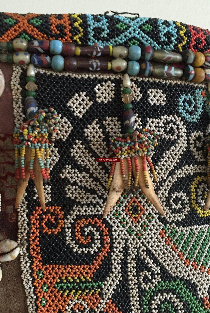 877 Antique KalimantanDayak Beaded Basket Baby Carrier-WOVENSOULS-Antique-Vintage-Textiles-Art-Decor