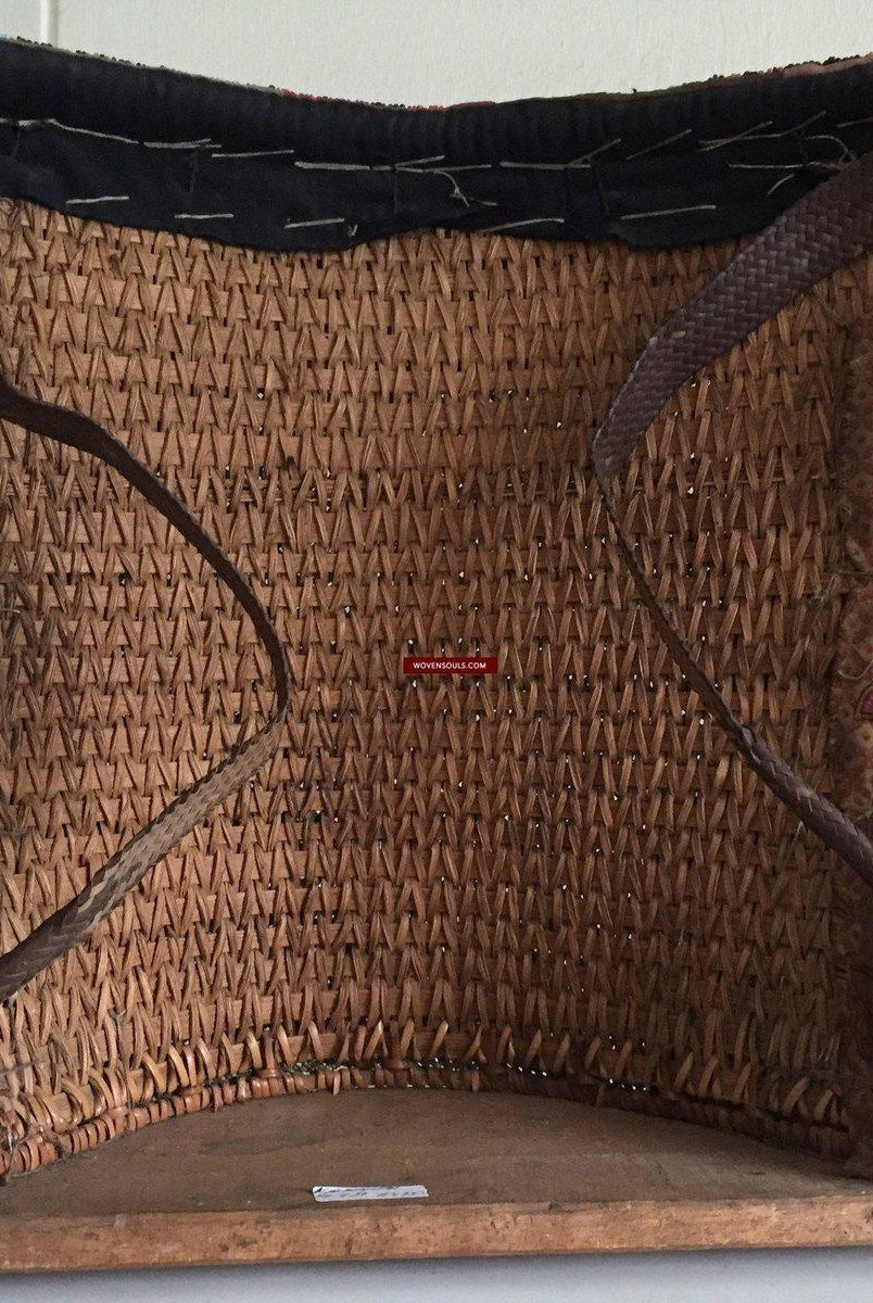 877 Antique KalimantanDayak Beaded Basket Baby Carrier-WOVENSOULS-Antique-Vintage-Textiles-Art-Decor