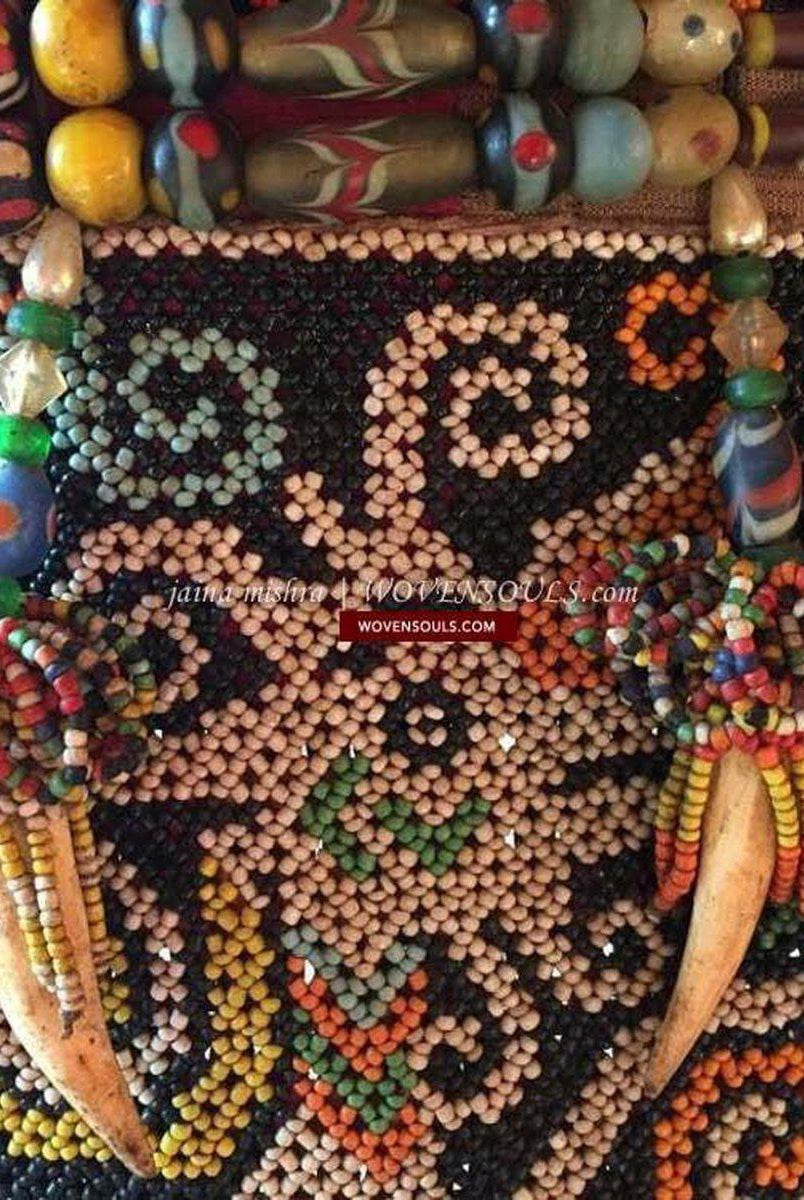 877 Antique KalimantanDayak Beaded Basket Baby Carrier-WOVENSOULS-Antique-Vintage-Textiles-Art-Decor