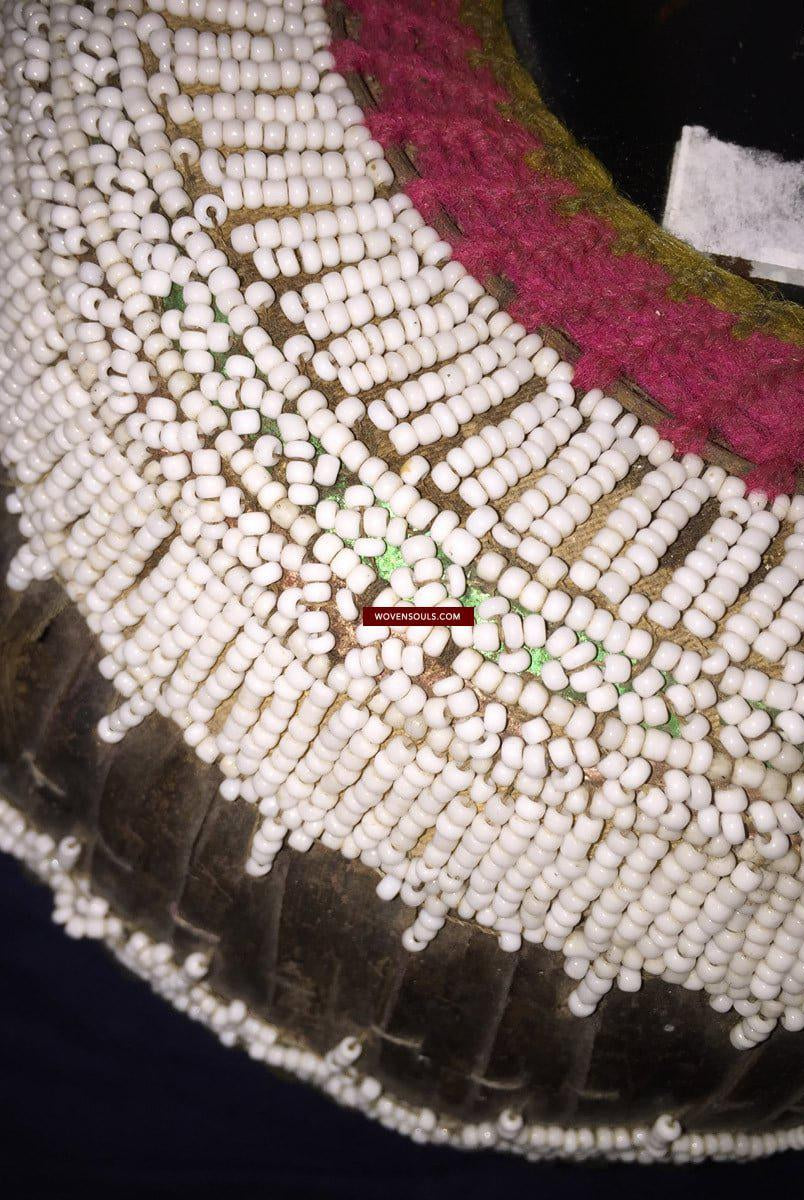 891 Antique Balinese Beaded Lontar Ceremonial Basket-WOVENSOULS-Antique-Vintage-Textiles-Art-Decor