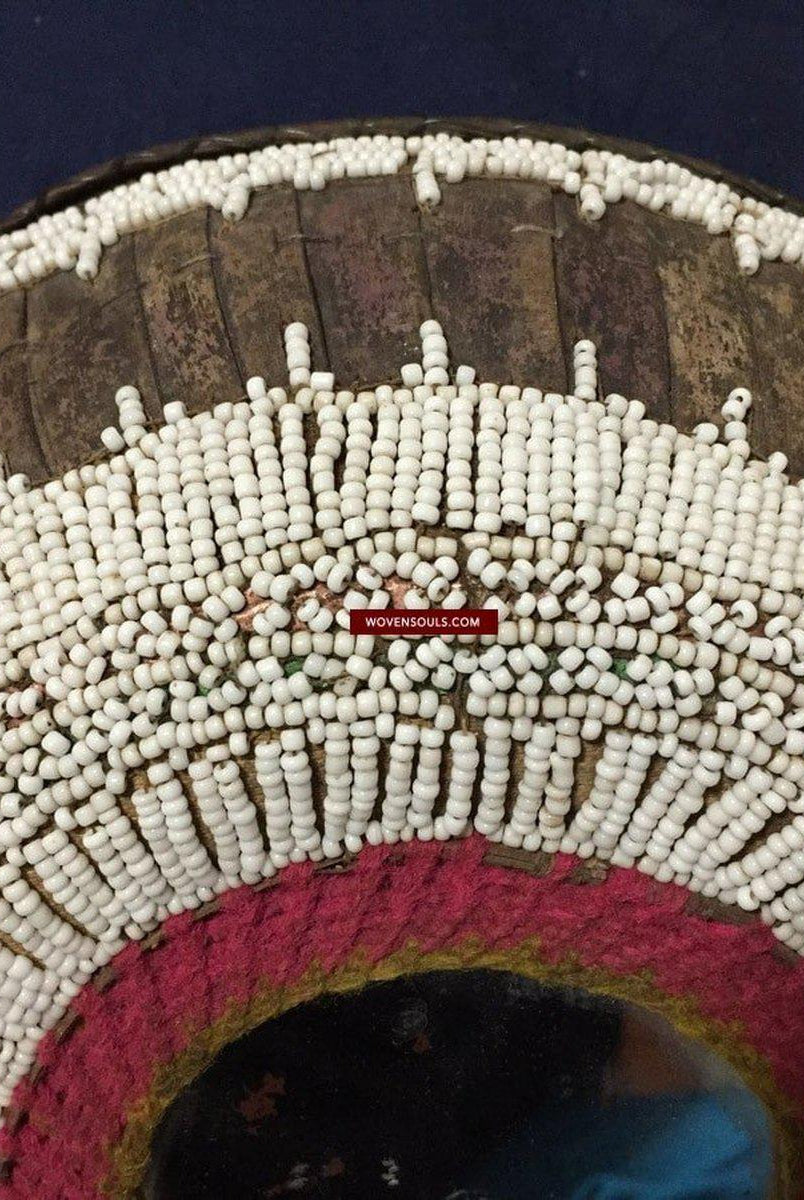 891 Antique Balinese Beaded Lontar Ceremonial Basket-WOVENSOULS-Antique-Vintage-Textiles-Art-Decor
