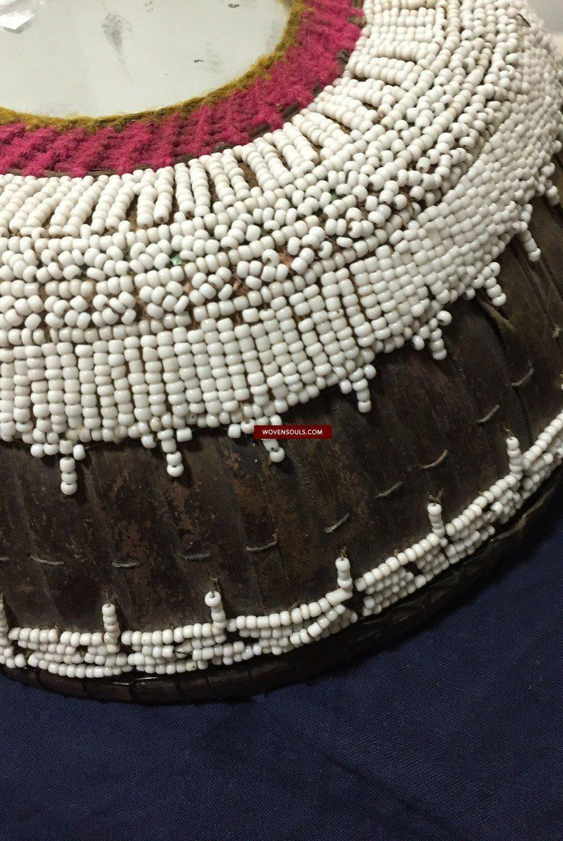 891 Antique Balinese Beaded Lontar Ceremonial Basket-WOVENSOULS-Antique-Vintage-Textiles-Art-Decor