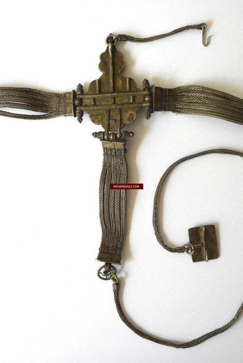 893 Rare Antique Silver Gyenzen - Tibetan Noblewoman's Ornament-WOVENSOULS-Antique-Vintage-Textiles-Art-Decor