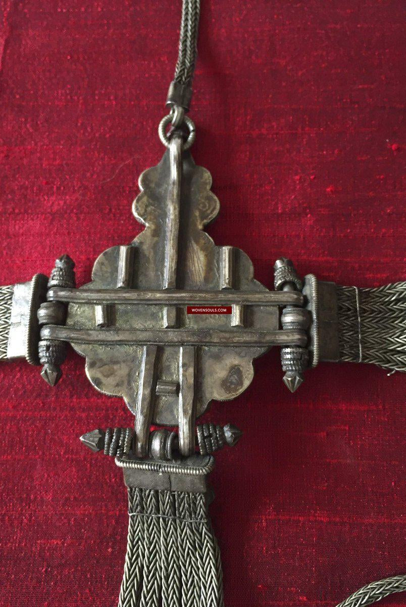 893 Rare Antique Silver Gyenzen - Tibetan Noblewoman's Ornament-WOVENSOULS-Antique-Vintage-Textiles-Art-Decor