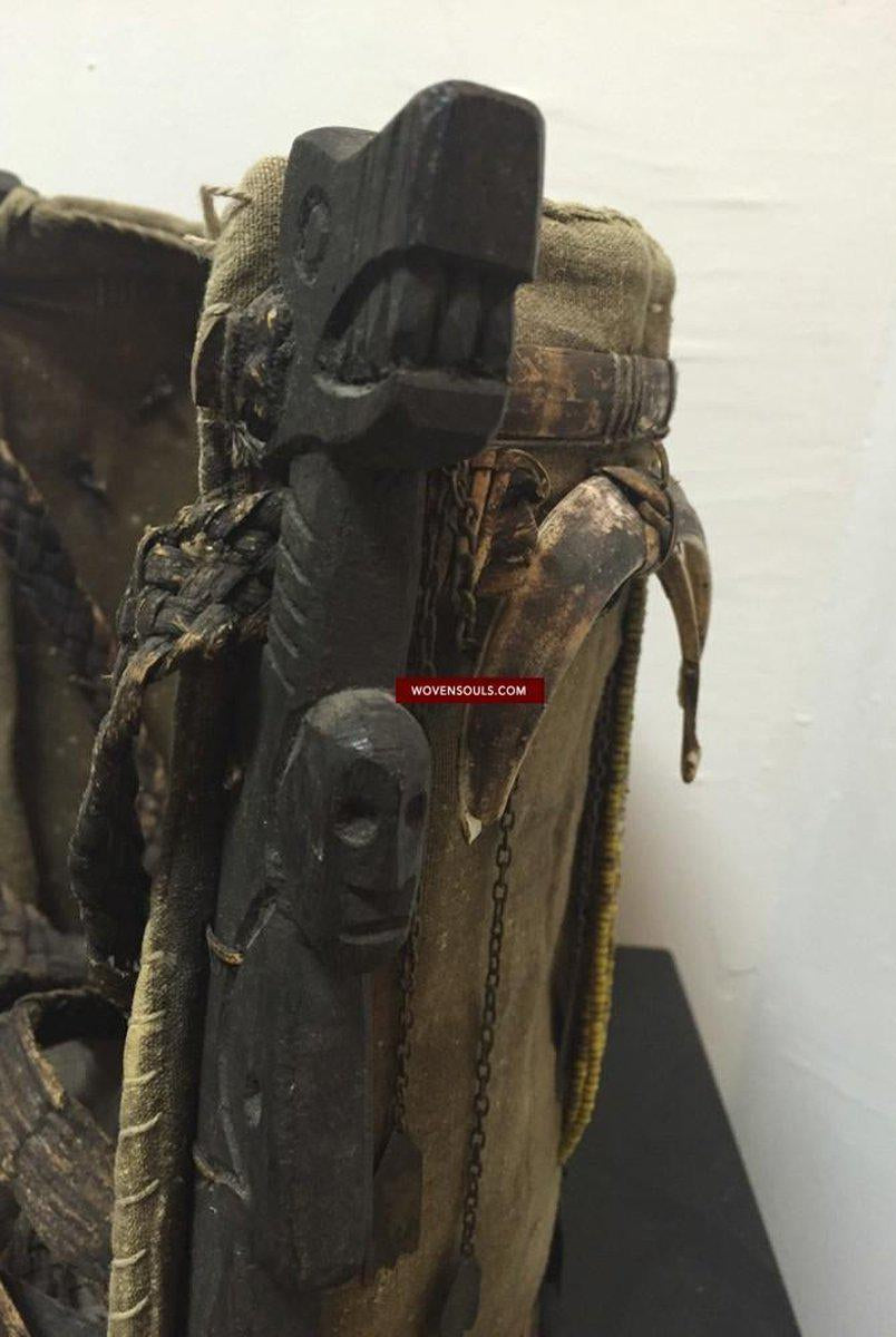 896 Antique Dayak Basket Baby Carrier with Beads-WOVENSOULS-Antique-Vintage-Textiles-Art-Decor