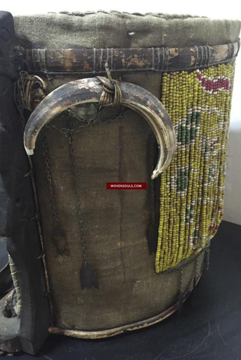 896 Antique Dayak Basket Baby Carrier with Beads-WOVENSOULS-Antique-Vintage-Textiles-Art-Decor