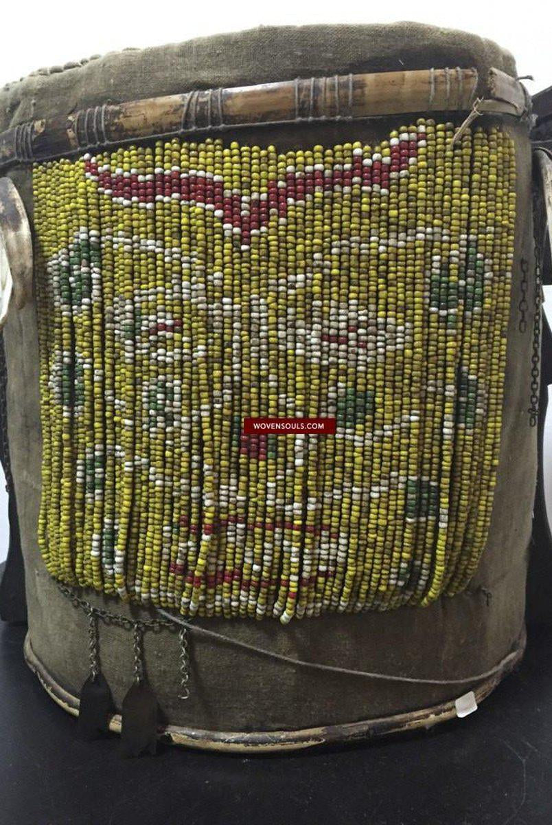 896 Antique Dayak Basket Baby Carrier with Beads-WOVENSOULS-Antique-Vintage-Textiles-Art-Decor
