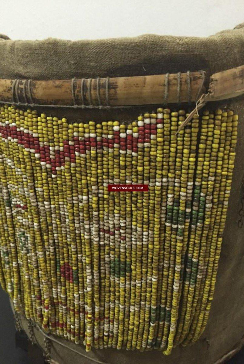 896 Antique Dayak Basket Baby Carrier with Beads-WOVENSOULS-Antique-Vintage-Textiles-Art-Decor