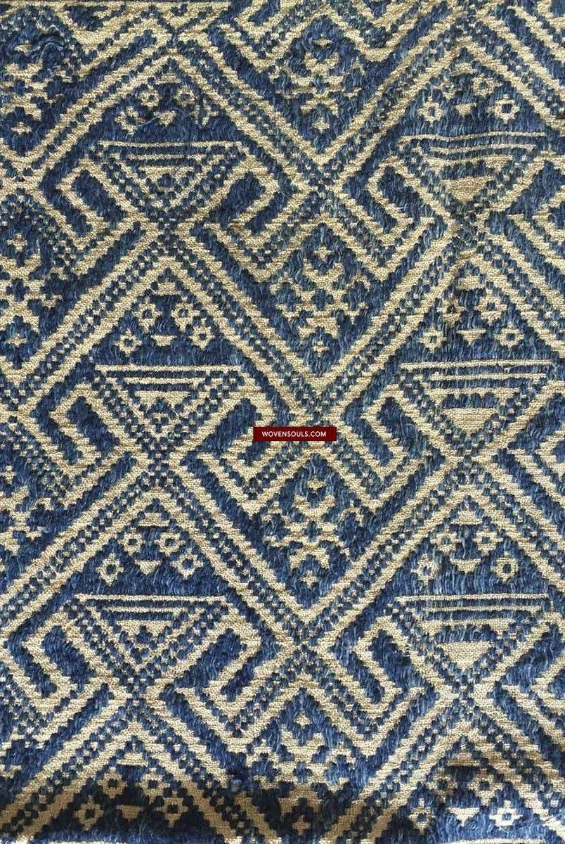 898 VENDUTO Coperta semi antica Tai Sam Neua in cotone filato a mano-WOVENSOULS-Arredamento artistico-tessile-vintage-antico