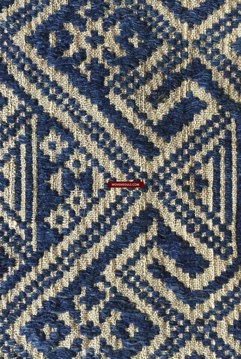 898 VENDUTO Coperta semi antica Tai Sam Neua in cotone filato a mano-WOVENSOULS-Arredamento artistico-tessile-vintage-antico