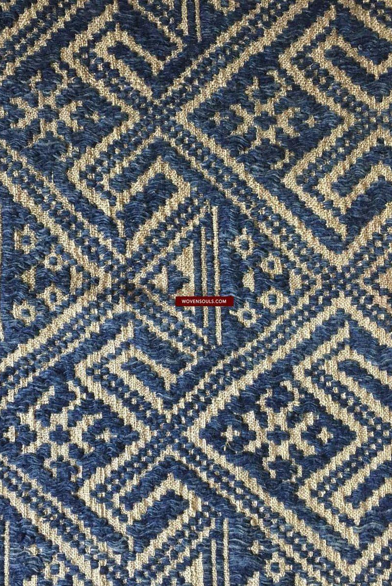 898 VENDUTO Coperta semi antica Tai Sam Neua in cotone filato a mano-WOVENSOULS-Arredamento artistico-tessile-vintage-antico