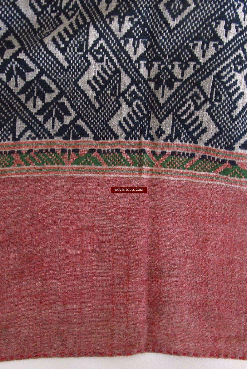898 VENDUTO Coperta semi antica Tai Sam Neua in cotone filato a mano-WOVENSOULS-Arredamento artistico-tessile-vintage-antico