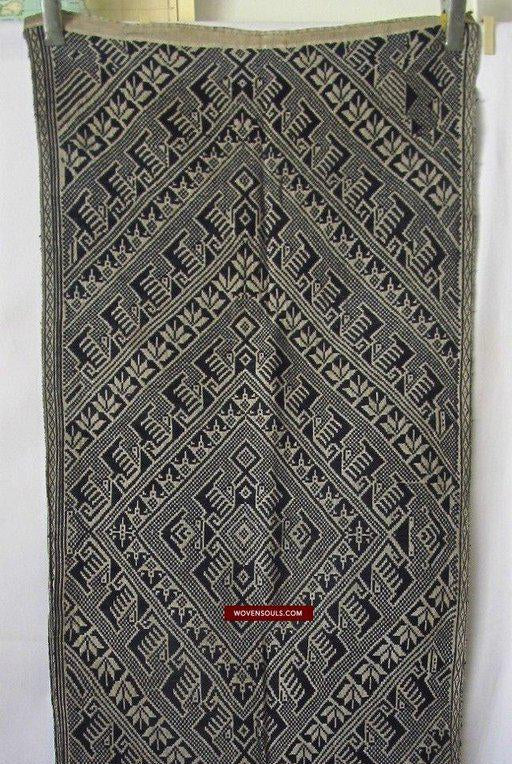 898 VENDUTO Coperta semi antica Tai Sam Neua in cotone filato a mano-WOVENSOULS-Arredamento artistico-tessile-vintage-antico