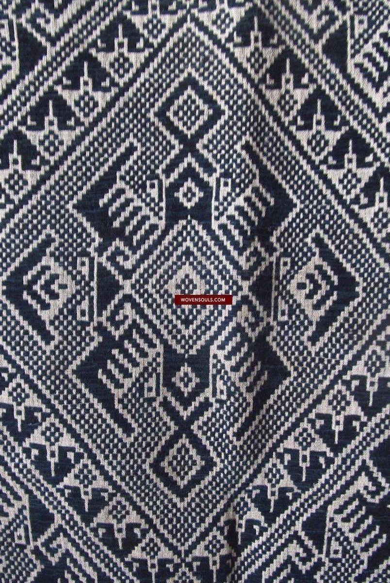 898 VENDUTO Coperta semi antica Tai Sam Neua in cotone filato a mano-WOVENSOULS-Arredamento artistico-tessile-vintage-antico