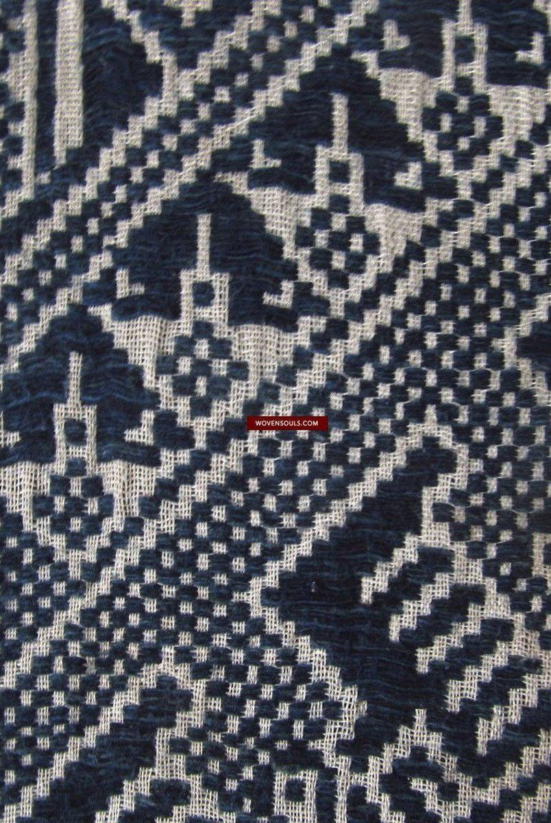 898 VENDUTO Coperta semi antica Tai Sam Neua in cotone filato a mano-WOVENSOULS-Arredamento artistico-tessile-vintage-antico