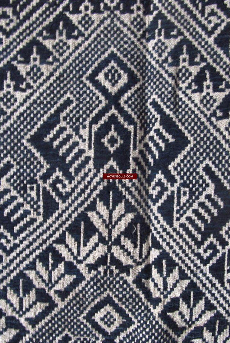 898 VENDUTO Coperta semi antica Tai Sam Neua in cotone filato a mano-WOVENSOULS-Arredamento artistico-tessile-vintage-antico