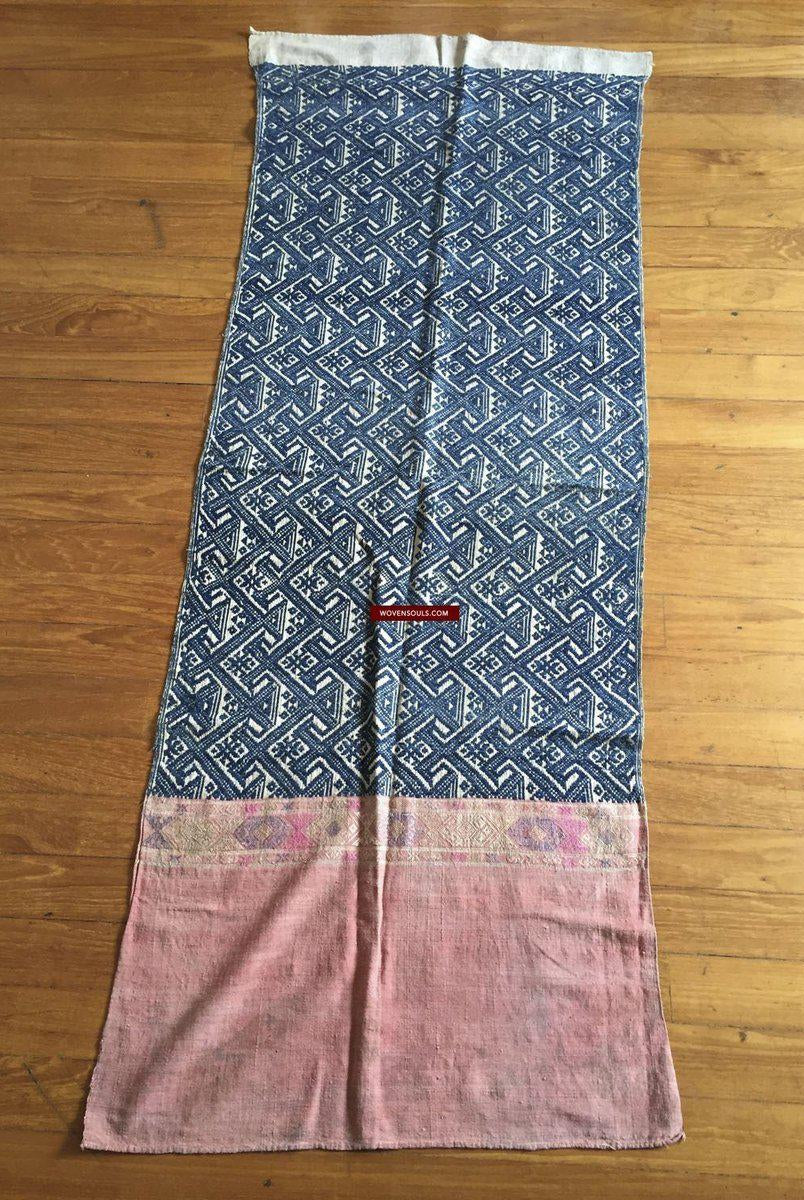 898 VENDUTO Coperta semi antica Tai Sam Neua in cotone filato a mano-WOVENSOULS-Arredamento artistico-tessile-vintage-antico