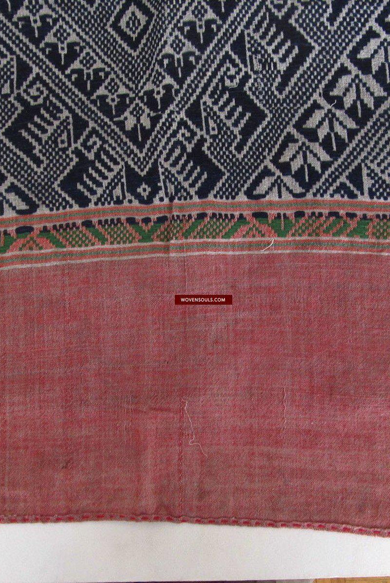 898 VENDUTO Coperta semi antica Tai Sam Neua in cotone filato a mano-WOVENSOULS-Arredamento artistico-tessile-vintage-antico