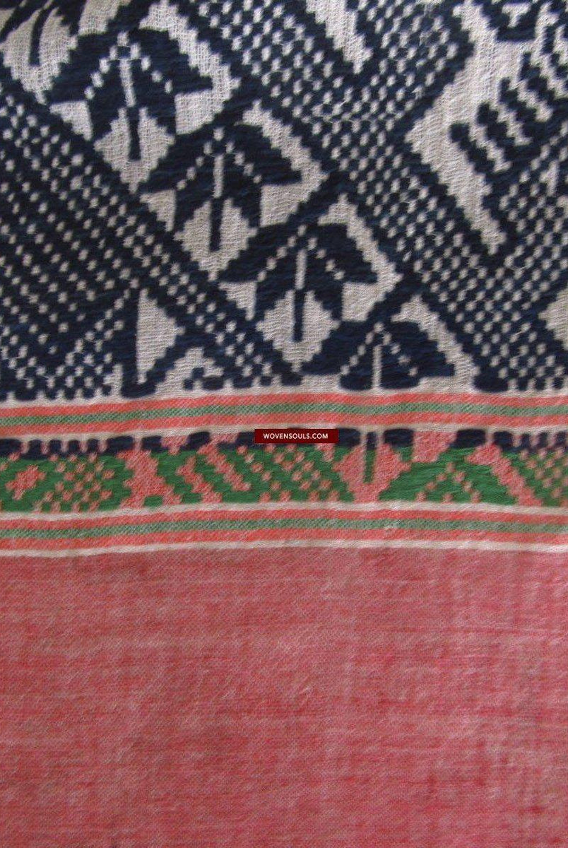 898 VENDUTO Coperta semi antica Tai Sam Neua in cotone filato a mano-WOVENSOULS-Arredamento artistico-tessile-vintage-antico