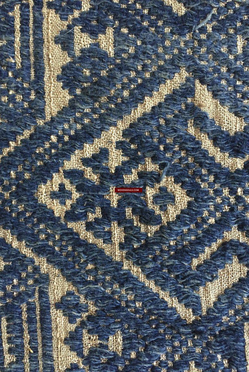 898 VENDUTO Coperta semi antica Tai Sam Neua in cotone filato a mano-WOVENSOULS-Arredamento artistico-tessile-vintage-antico