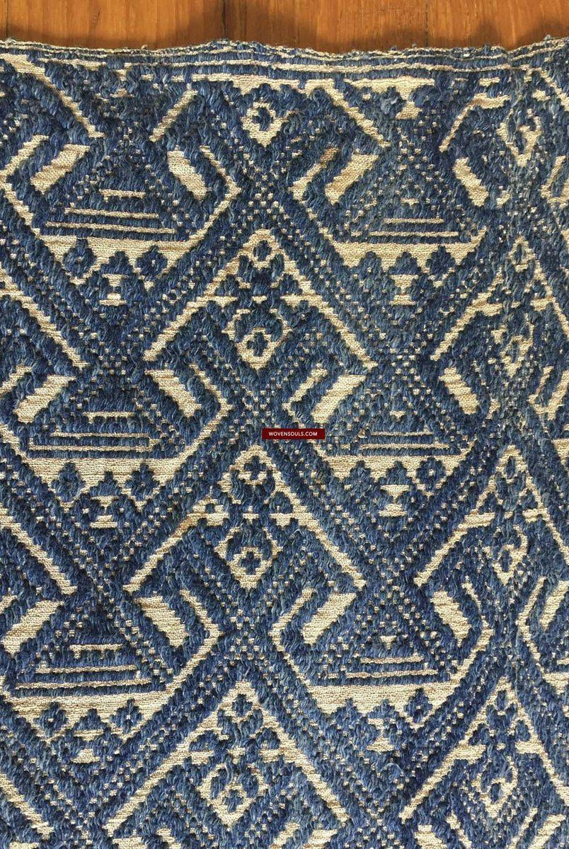 898 VENDUTO Coperta semi antica Tai Sam Neua in cotone filato a mano-WOVENSOULS-Arredamento artistico-tessile-vintage-antico