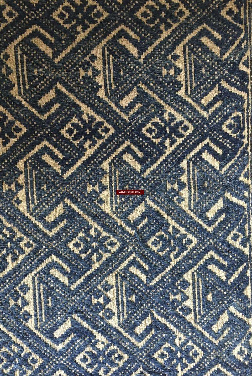 898 VENDUTO Coperta semi antica Tai Sam Neua in cotone filato a mano-WOVENSOULS-Arredamento artistico-tessile-vintage-antico