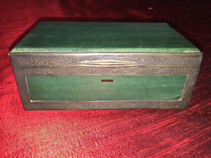 900 Old Parsi Zoroastrian Heirloom Box with Silver & Jade? Quartz?-WOVENSOULS-Antique-Vintage-Textiles-Art-Decor