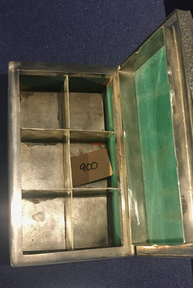 900 Old Parsi Zoroastrian Heirloom Box with Silver & Jade? Quartz?-WOVENSOULS-Antique-Vintage-Textiles-Art-Decor