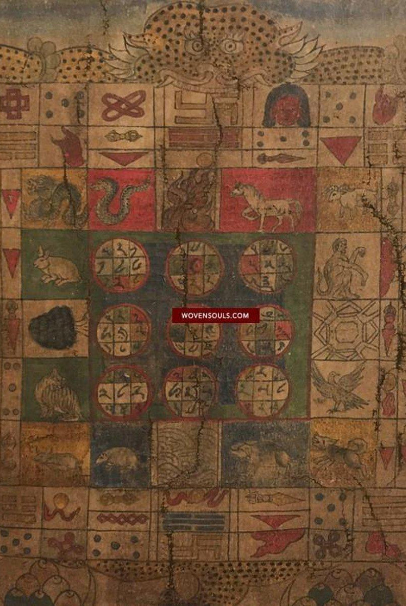 9013 Antique Tibetan Astrological Calendar - MASTERPIECE-WOVENSOULS-Antique-Vintage-Textiles-Art-Decor