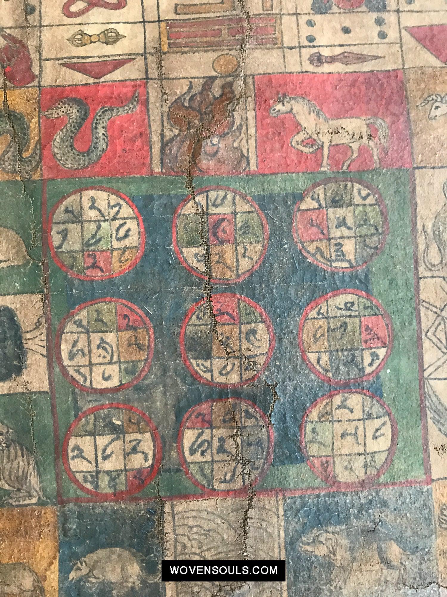 9013 Antique Tibetan Astrological Calendar - MASTERPIECE-WOVENSOULS Antique Textiles & Art Gallery