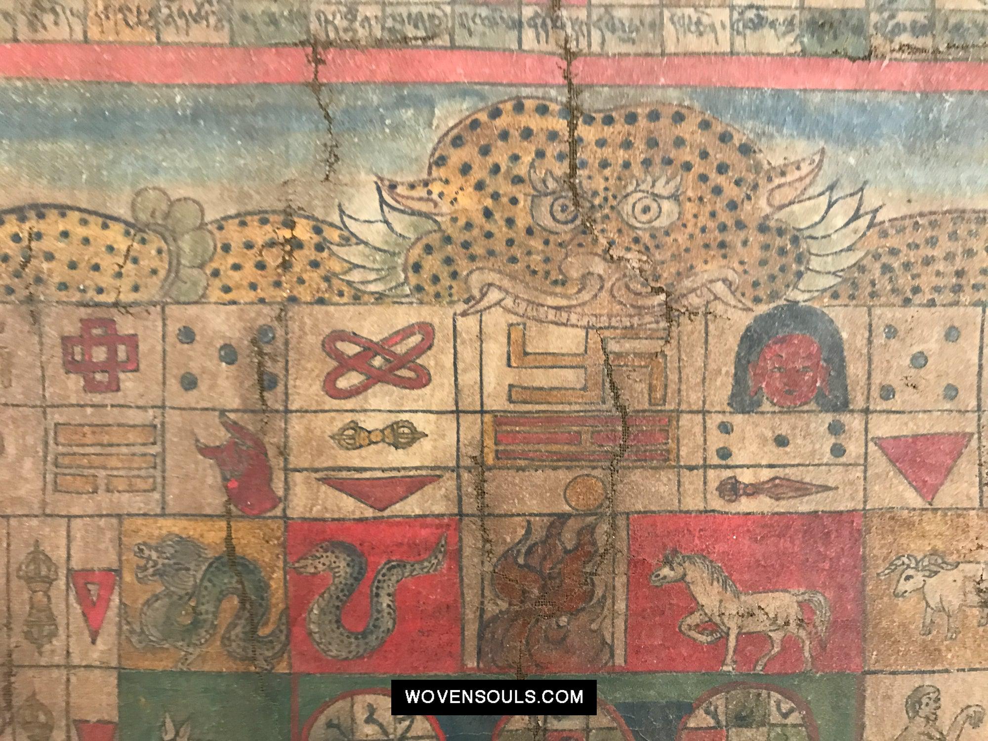 9013 Antique Tibetan Astrological Calendar - MASTERPIECE-WOVENSOULS Antique Textiles & Art Gallery