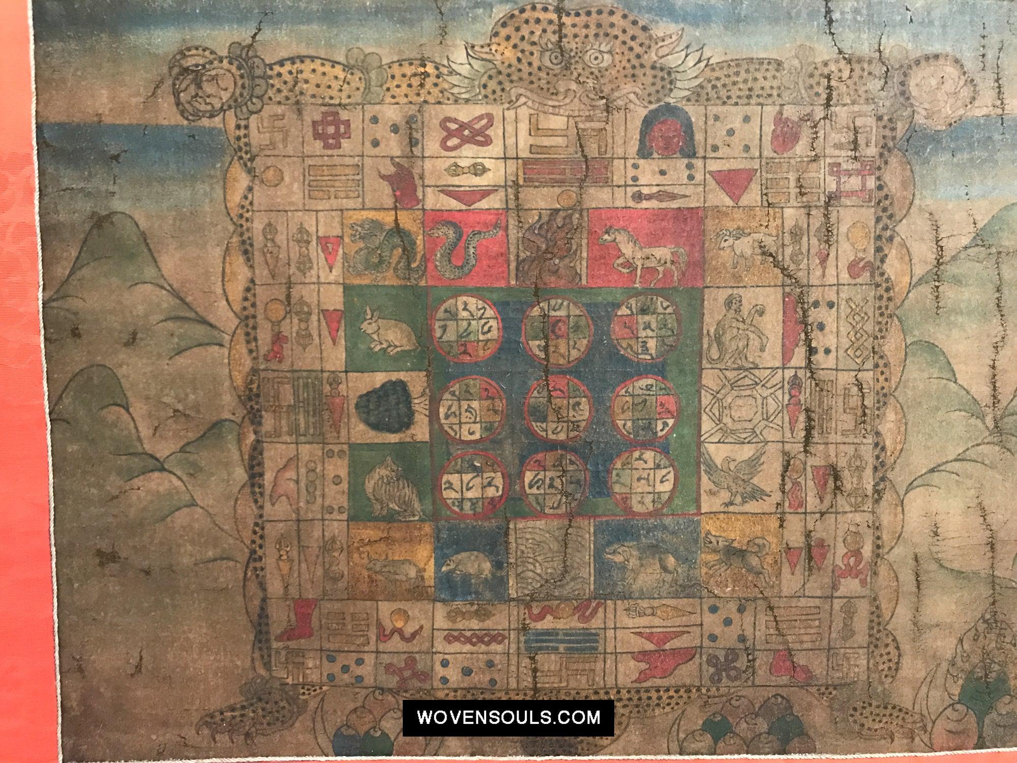 9013 Antique Tibetan Astrological Calendar - MASTERPIECE-WOVENSOULS Antique Textiles & Art Gallery