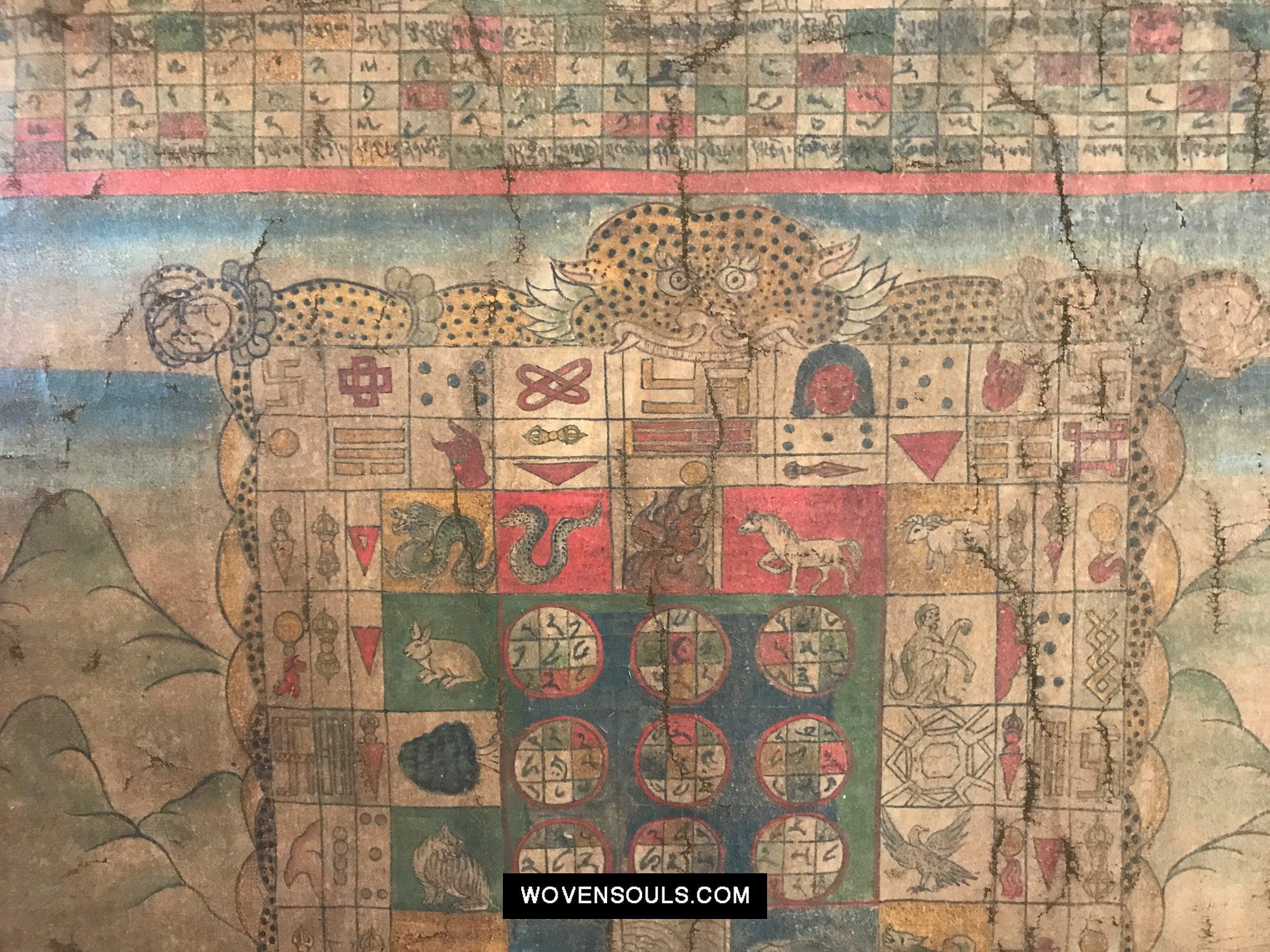 9013 Antique Tibetan Astrological Calendar - MASTERPIECE-WOVENSOULS Antique Textiles & Art Gallery