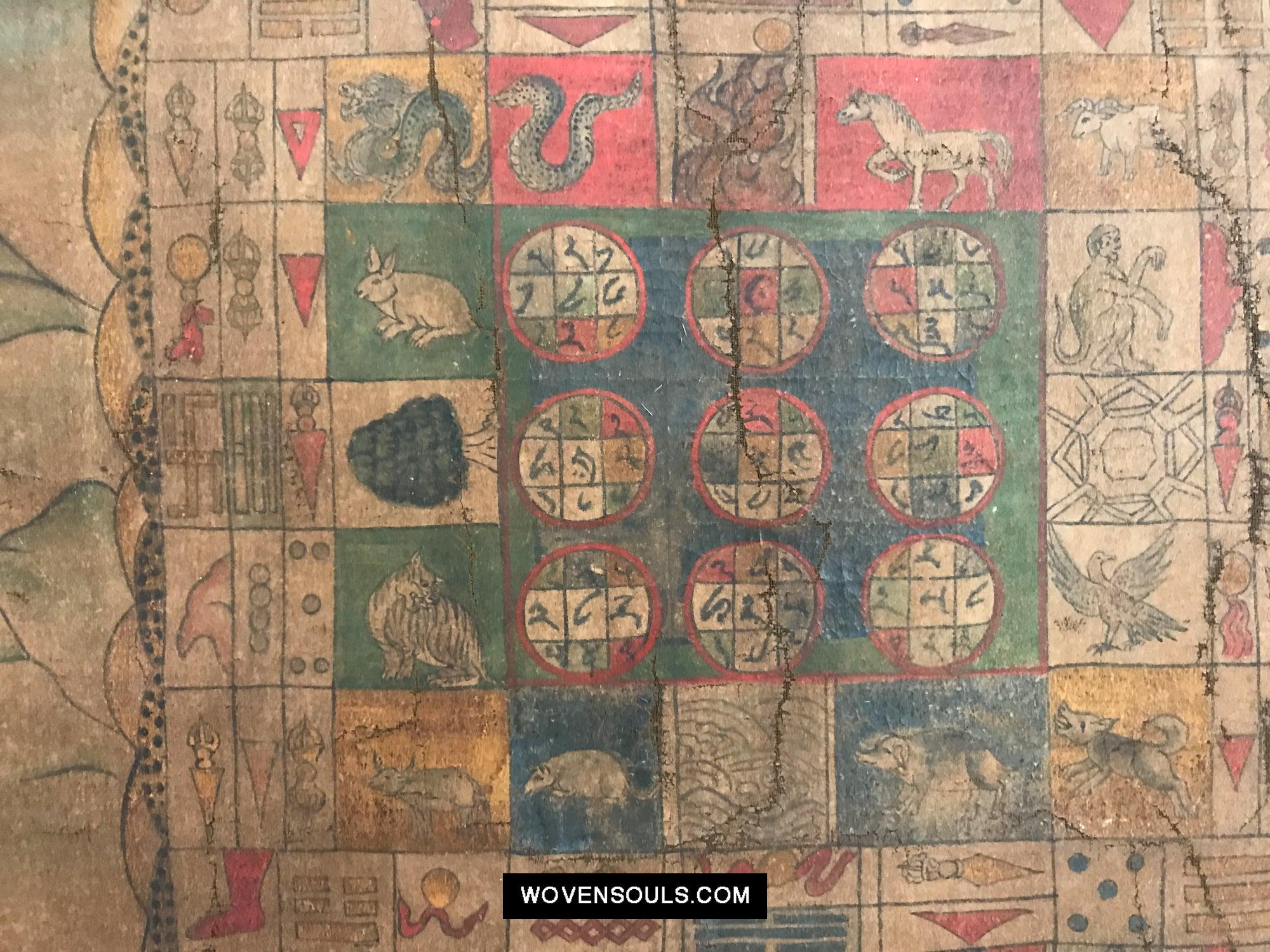 9013 Antique Tibetan Astrological Calendar - MASTERPIECE-WOVENSOULS Antique Textiles & Art Gallery