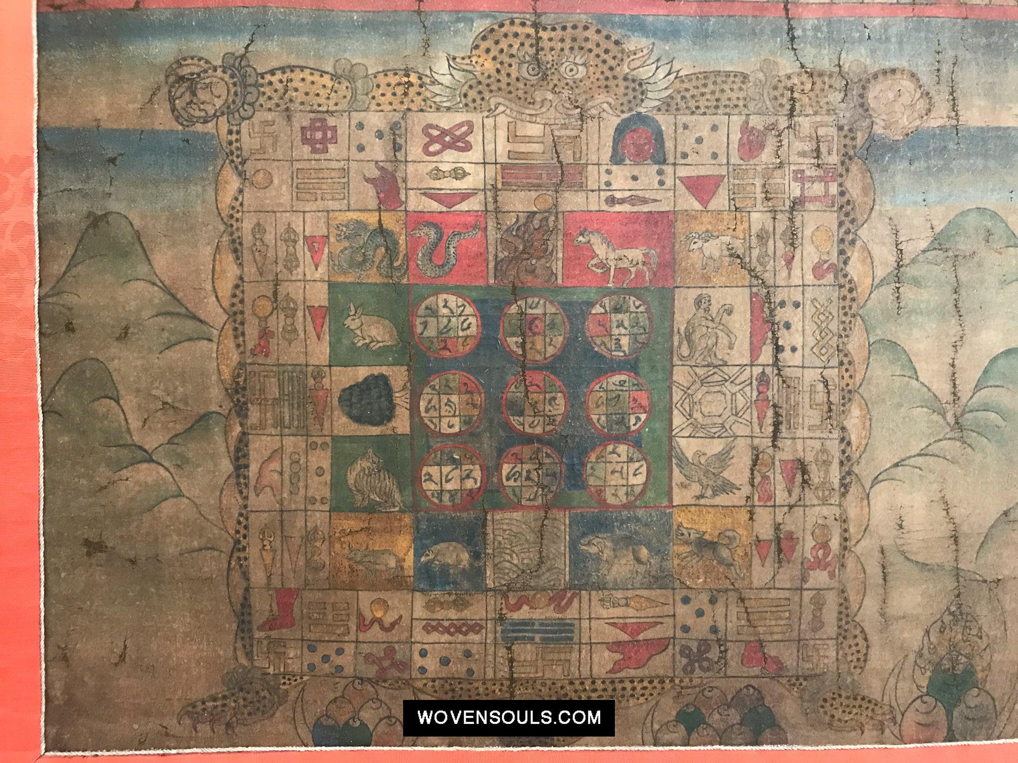 9013 Antique Tibetan Astrological Calendar - MASTERPIECE-WOVENSOULS Antique Textiles & Art Gallery