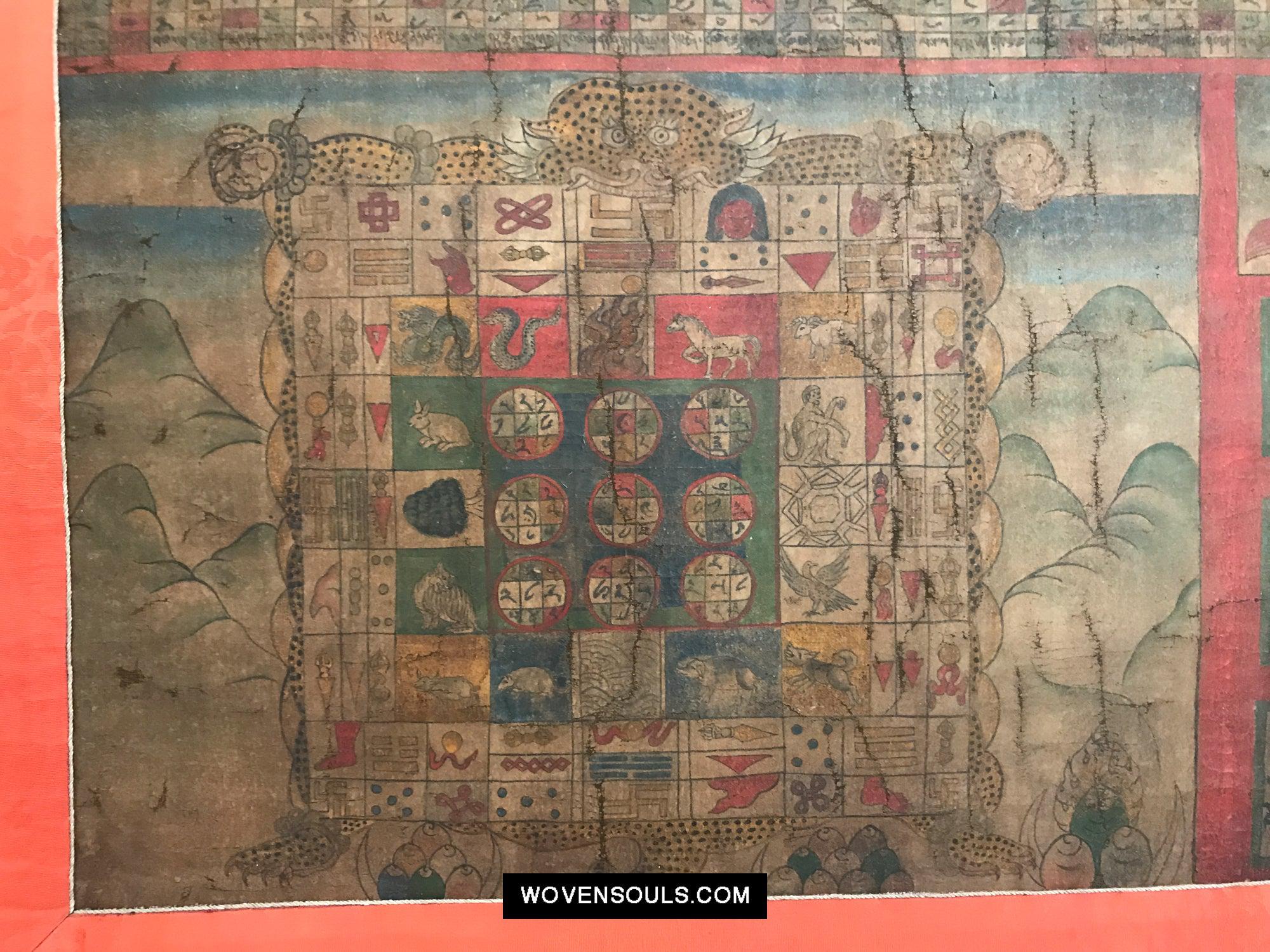 9013 Antique Tibetan Astrological Calendar - MASTERPIECE-WOVENSOULS Antique Textiles & Art Gallery