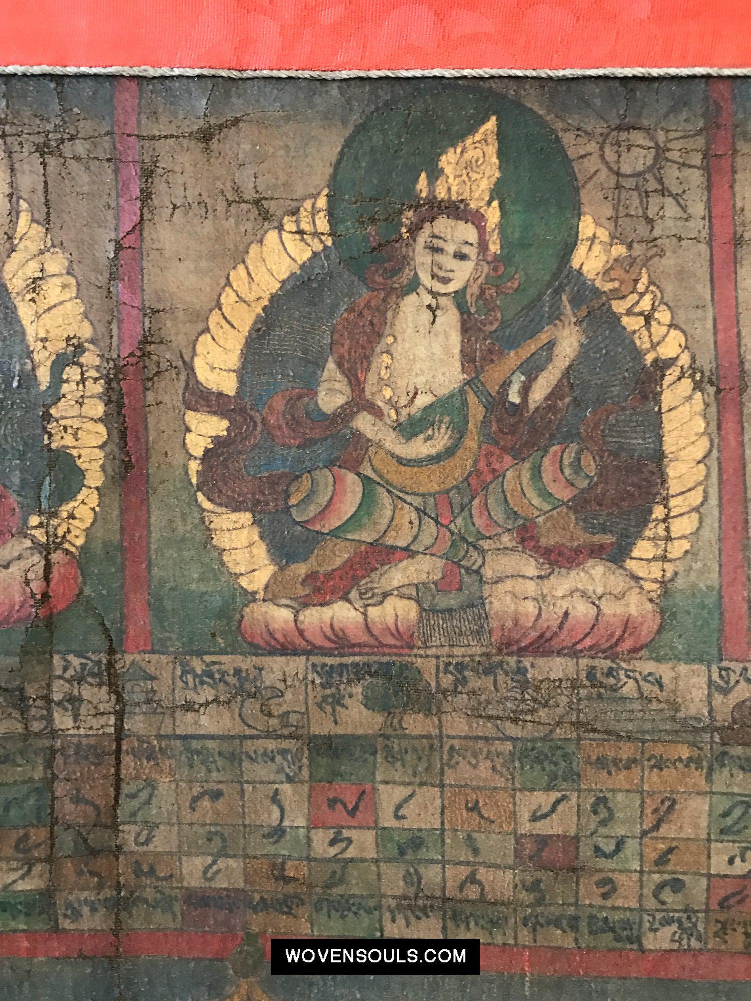9013 Antique Tibetan Astrological Calendar - MASTERPIECE-WOVENSOULS Antique Textiles & Art Gallery