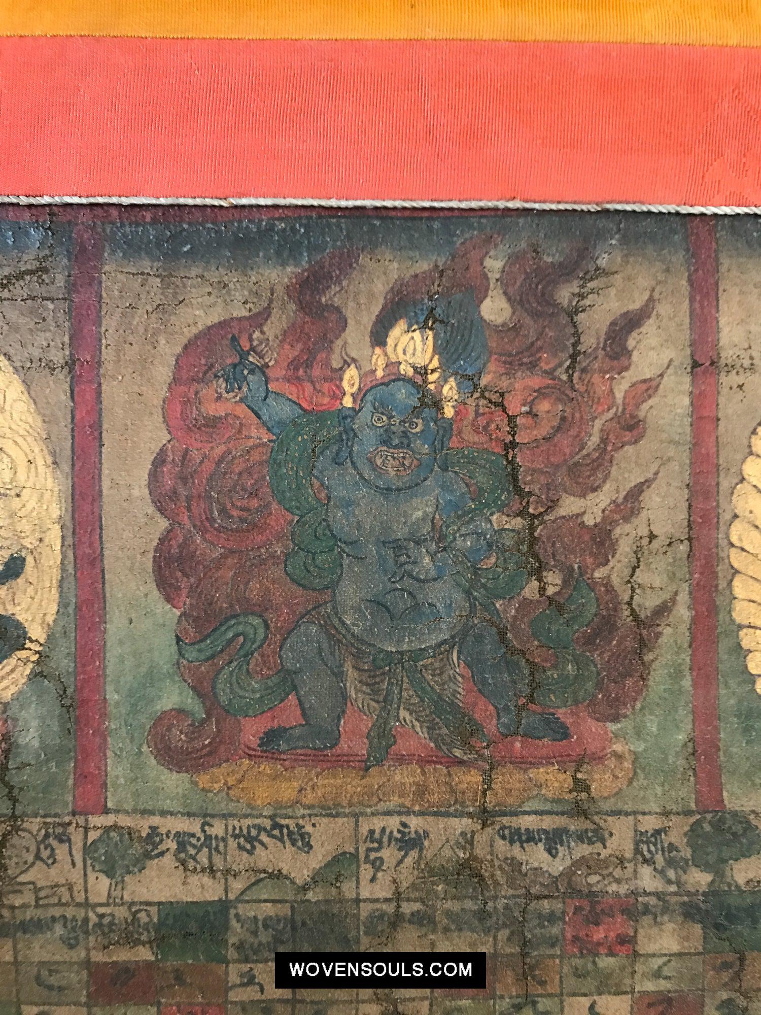 9013 Antique Tibetan Astrological Calendar - MASTERPIECE-WOVENSOULS Antique Textiles & Art Gallery