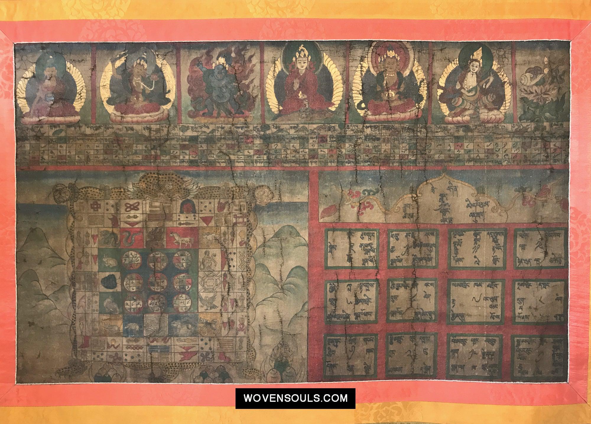 9013 Antique Tibetan Astrological Calendar - MASTERPIECE-WOVENSOULS Antique Textiles & Art Gallery