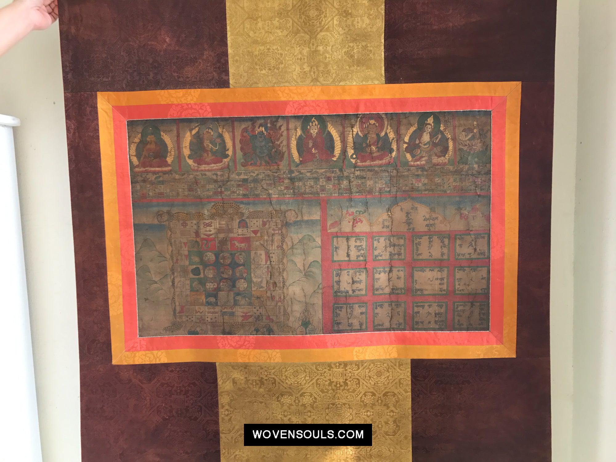 9013 Antique Tibetan Astrological Calendar - MASTERPIECE-WOVENSOULS Antique Textiles & Art Gallery