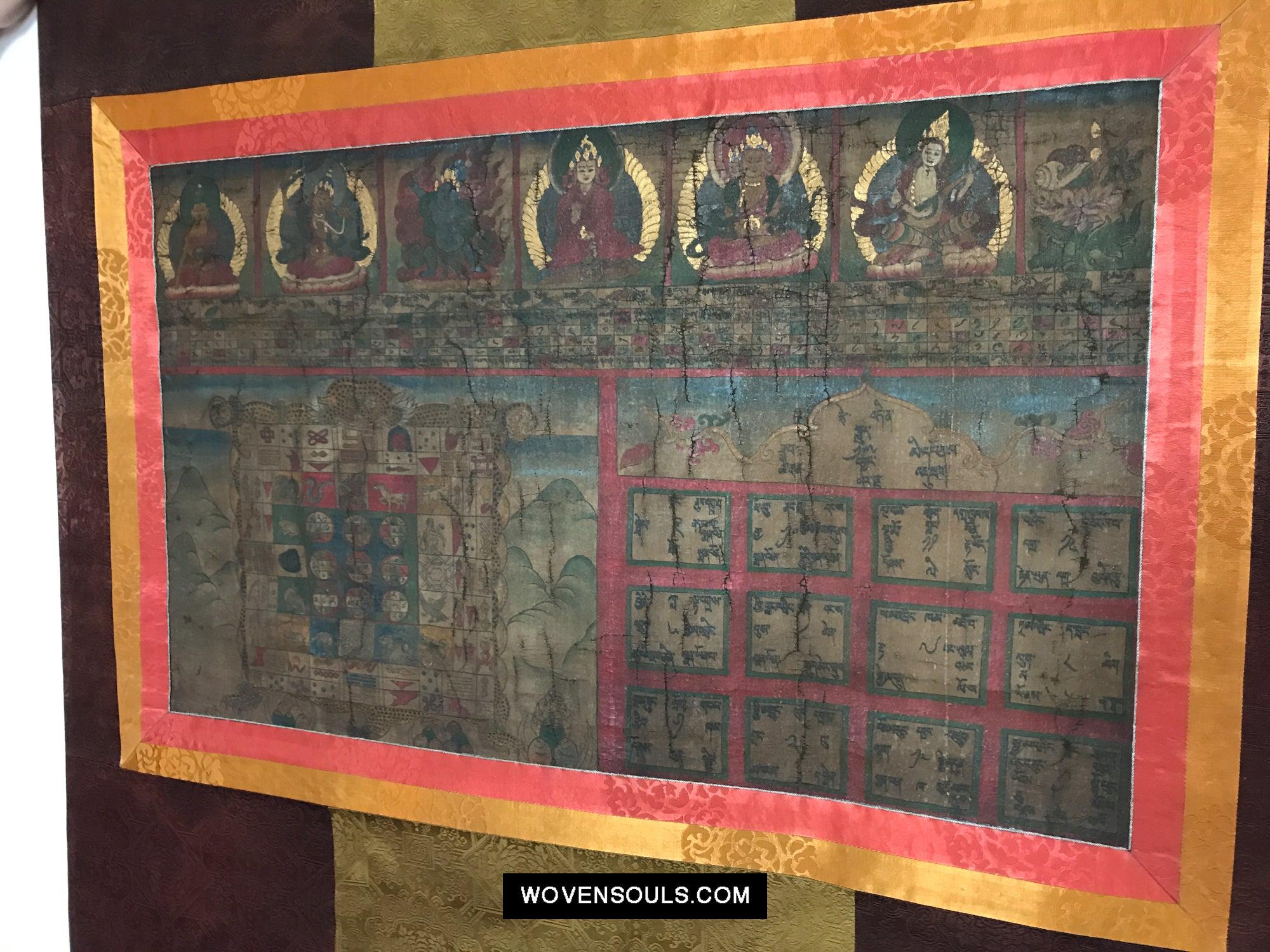 9013 Antique Tibetan Astrological Calendar - MASTERPIECE-WOVENSOULS Antique Textiles & Art Gallery