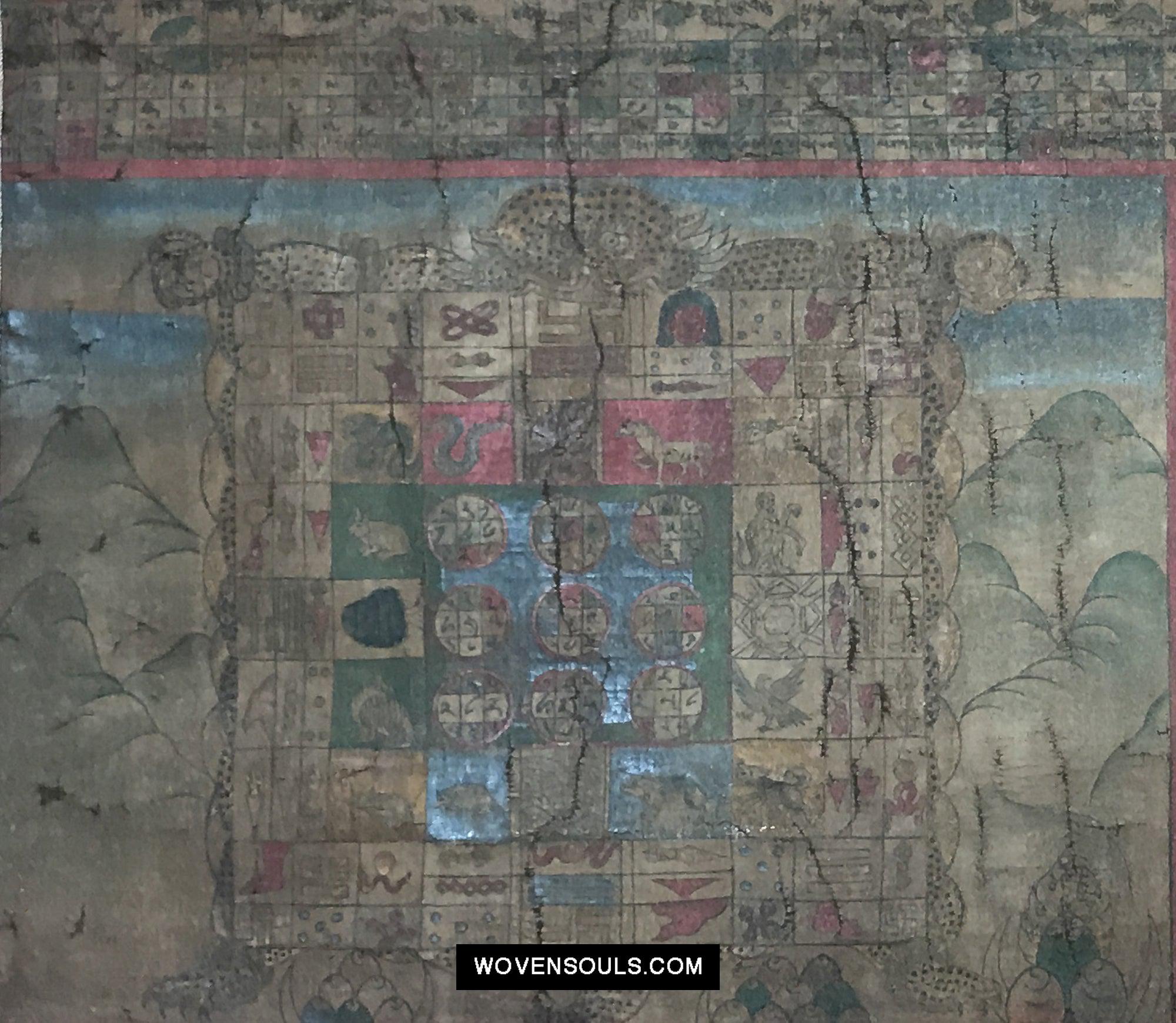 9013 Antique Tibetan Astrological Calendar - MASTERPIECE-WOVENSOULS Antique Textiles & Art Gallery