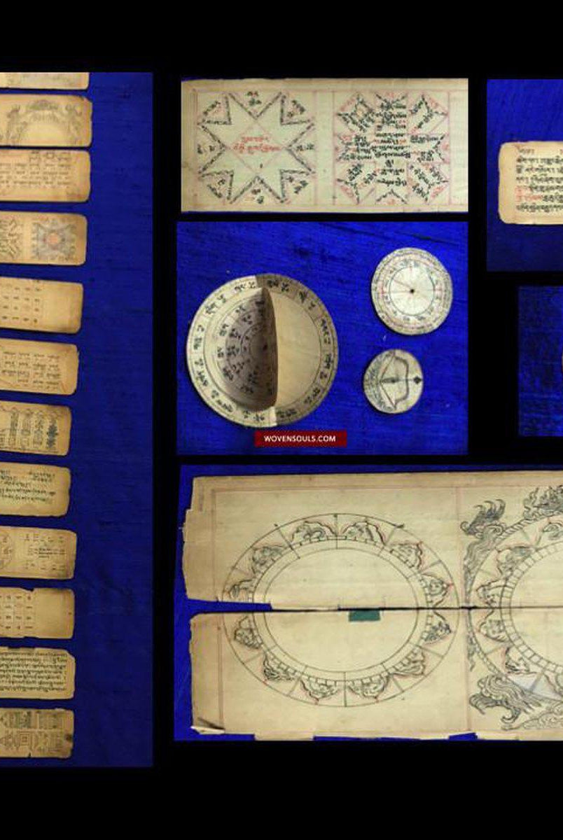 9016 Antique Handwritten Tibetan Astrological Computation Manuscript with Devices - SOLD-WOVENSOULS-Antique-Vintage-Textiles-Art-Decor