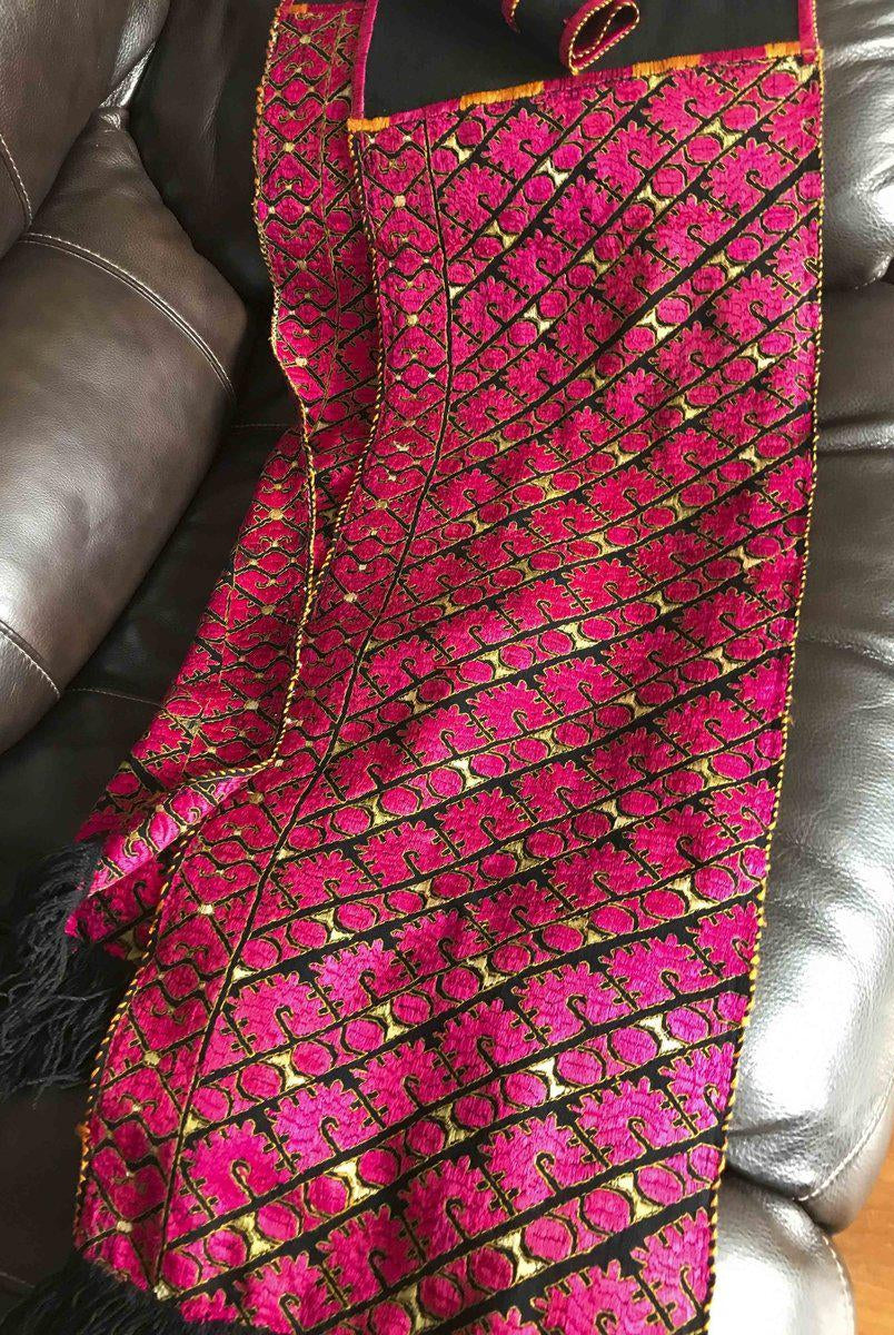 909 SOLD Antique Wedding Turban with Double Sided Embroidery - Swat Valley Textile-WOVENSOULS-Antique-Vintage-Textiles-Art-Decor