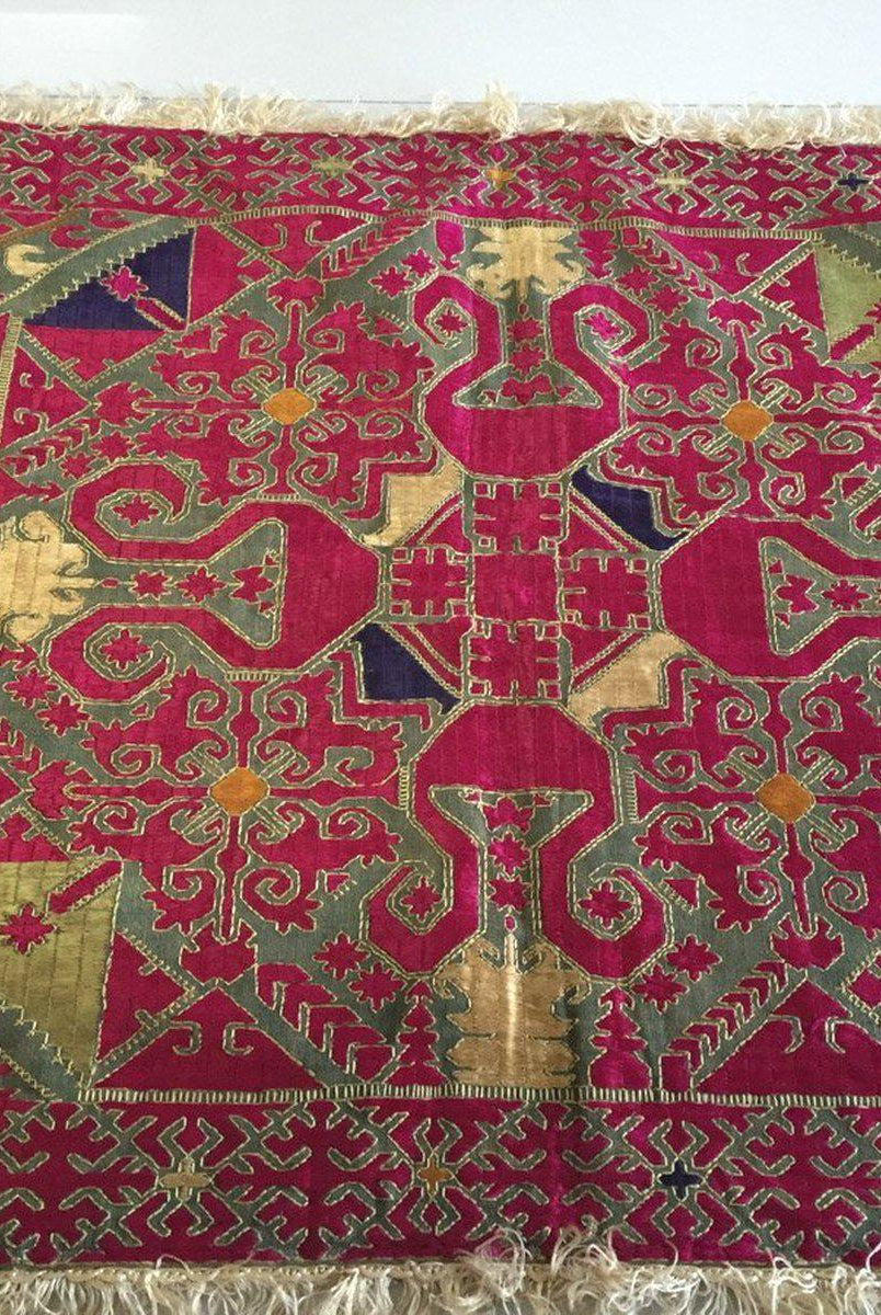 911 Taie d'oreiller en broderie de soie antique de qualité musée - Swat Valley-WOVENSOULS-Antique-Vintage-Textiles-Art-Décor