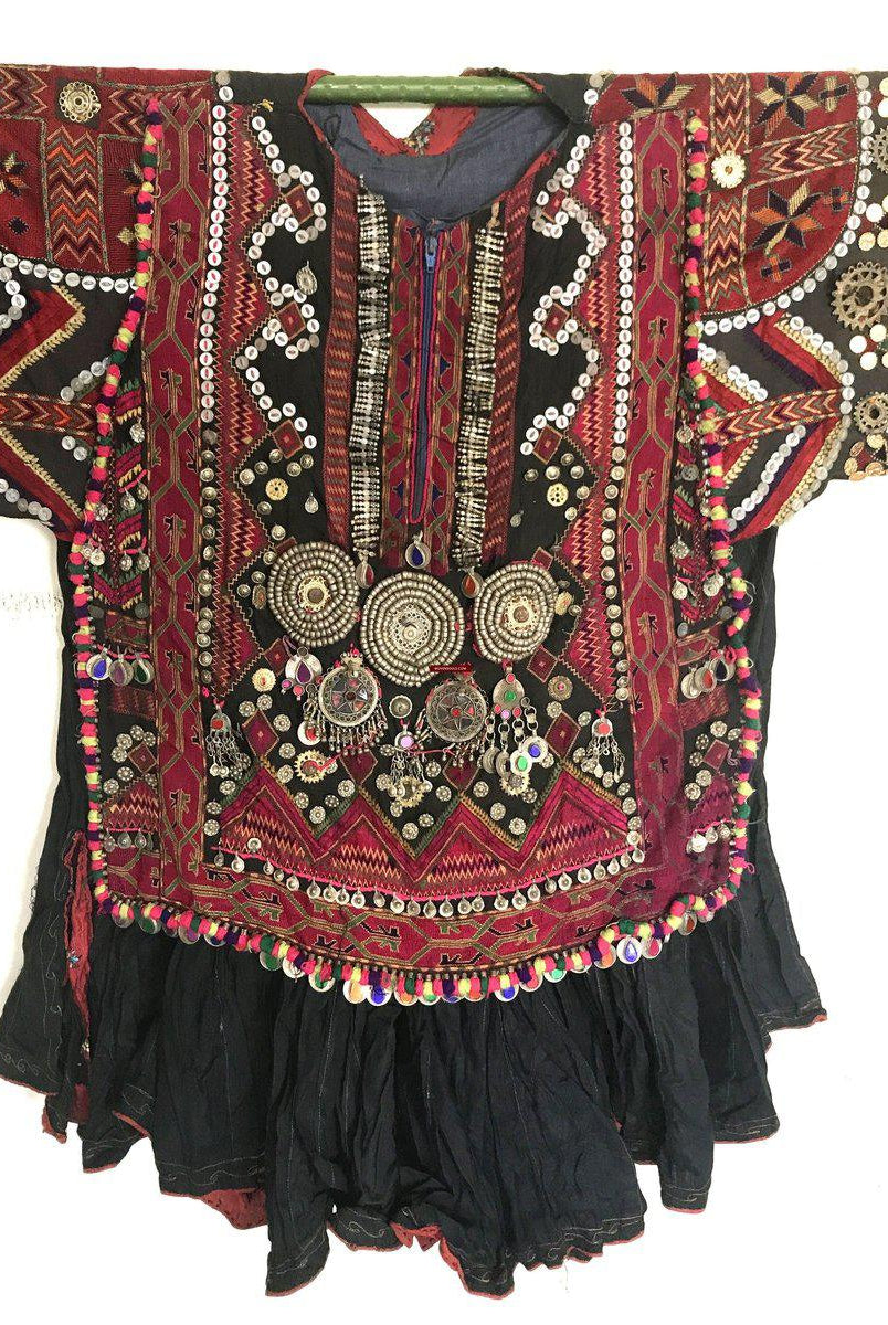 913 Antique Kohistan Bridal Jumlo Dress with Embroidery-WOVENSOULS-Antique-Vintage-Textiles-Art-Decor