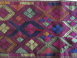 918 Antique Kohistan Embroidered Scarf Textile with Superb beaded Tassels-WOVENSOULS-Antique-Vintage-Textiles-Art-Decor